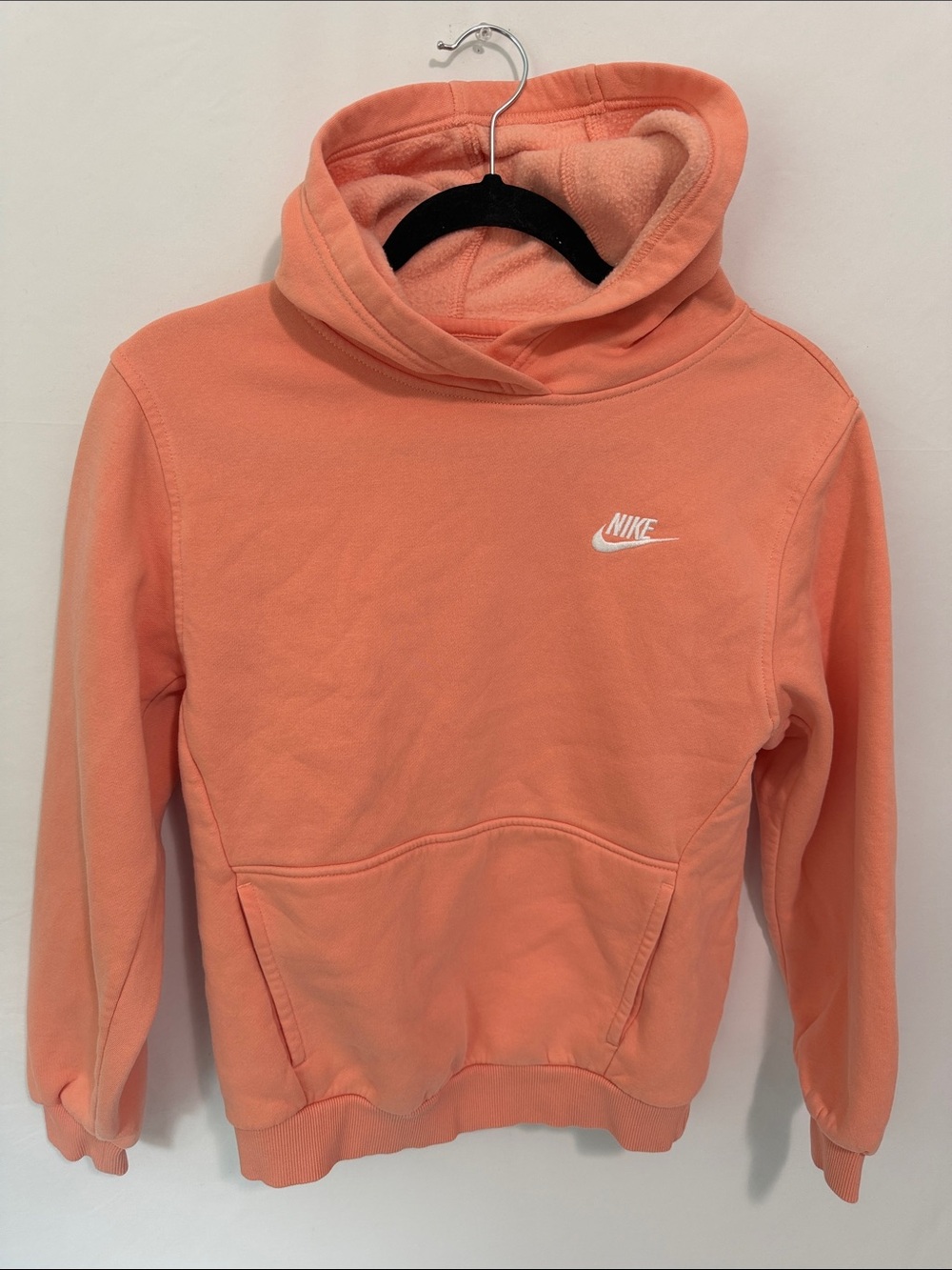 Youth Nike Coral-Orange Pullover Hoodie with White Swoosh
